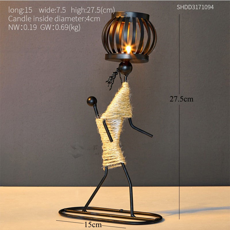 Creative African  statue Candle Holder Iron