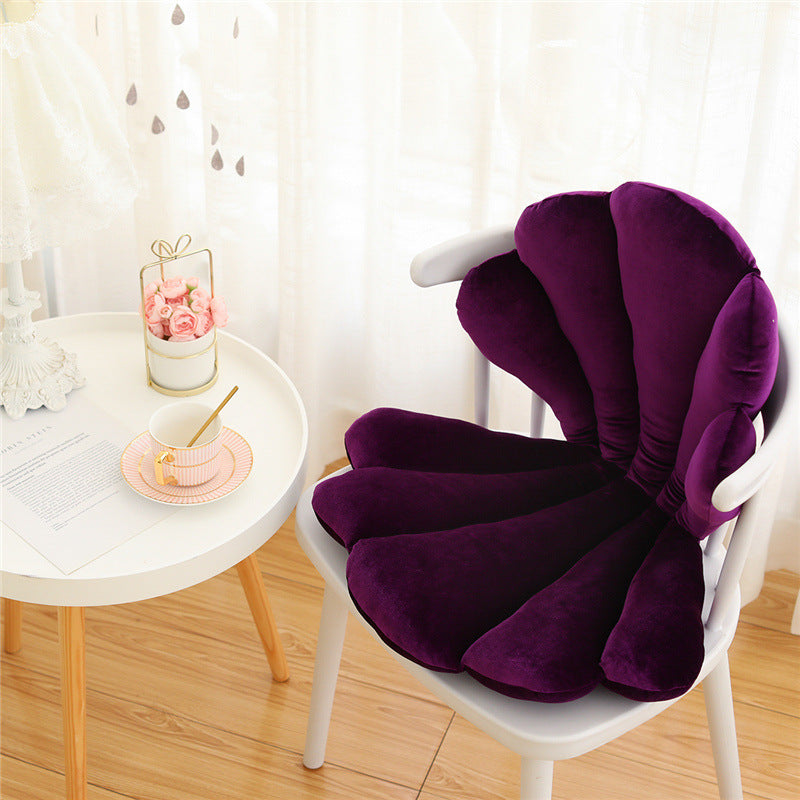 Luxurious Velvet Seal Shell Chair Cushion Unique Rose Seat Pillow