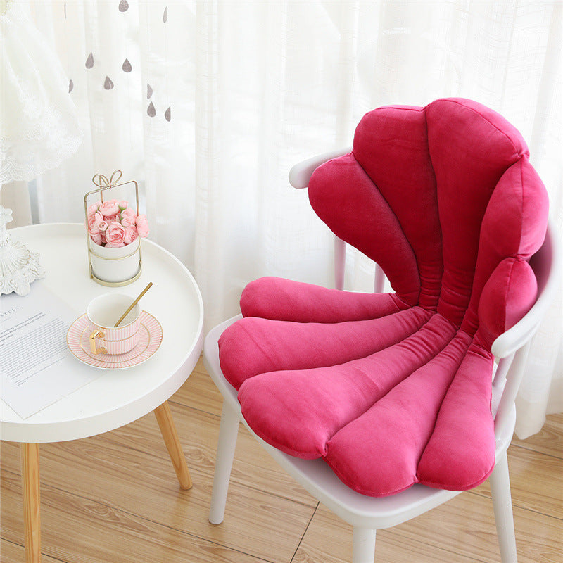 Coussin de chaise luxueux en coquille d'étanchéité en velours Oreiller de siège rose unique