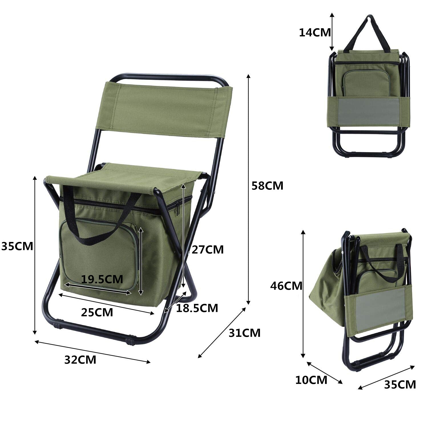 Portable folding Chair Backpack Insulation with Cooler Bag