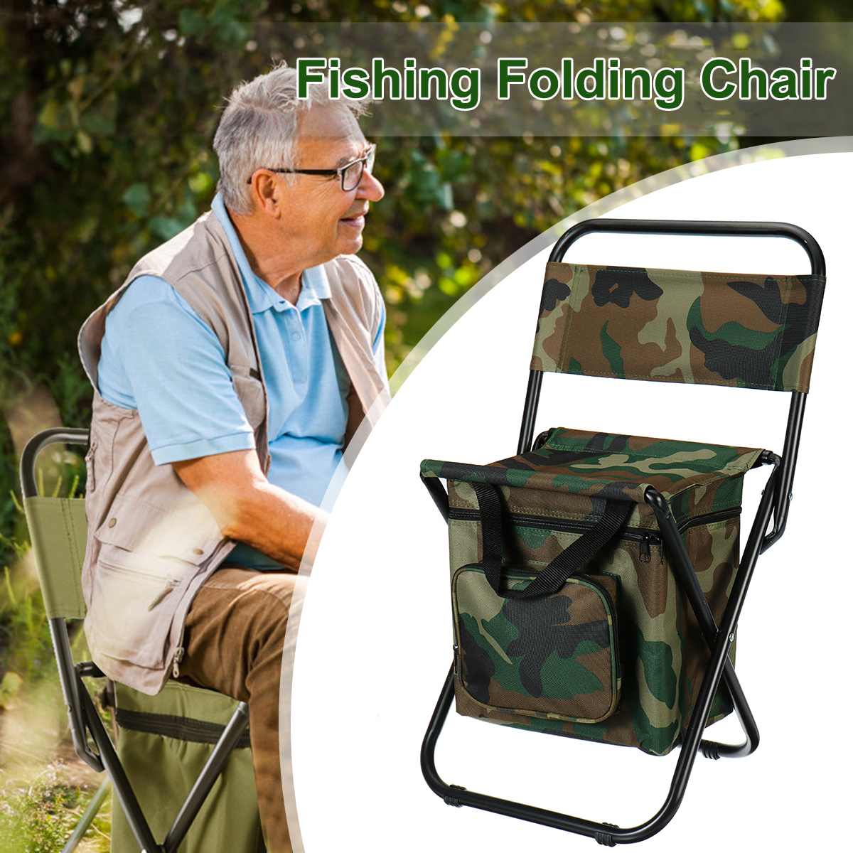 Portable folding Chair Backpack Insulation with Cooler Bag