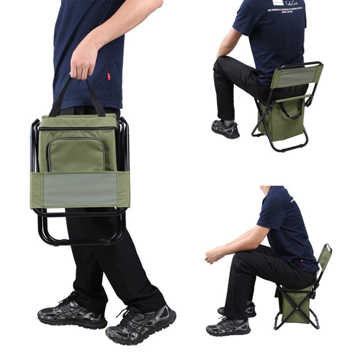 Portable folding Chair Backpack Insulation with Cooler Bag