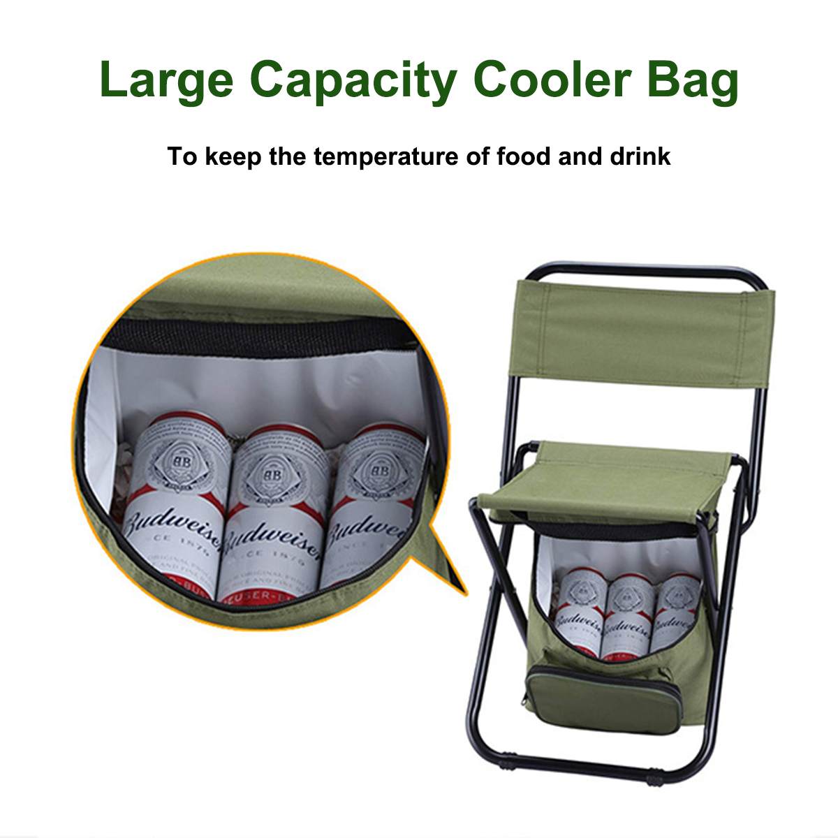 Portable folding Chair Backpack Insulation with Cooler Bag