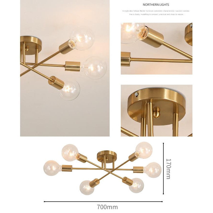 Glass Ceiling Light Gold or Black