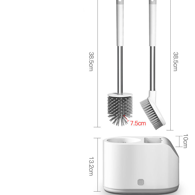 Outil de nettoyage à long manche pour brosse de toilette en silicone