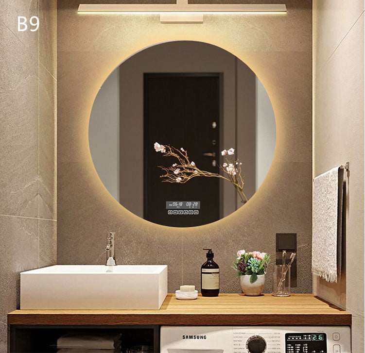 Round Smart Bathroom Toilet Mirror With Light Touch Screen