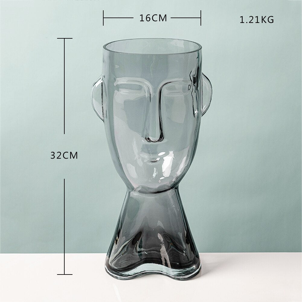 Human Face Glass Vase