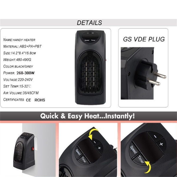 Portable Electric Wall Heater Plug