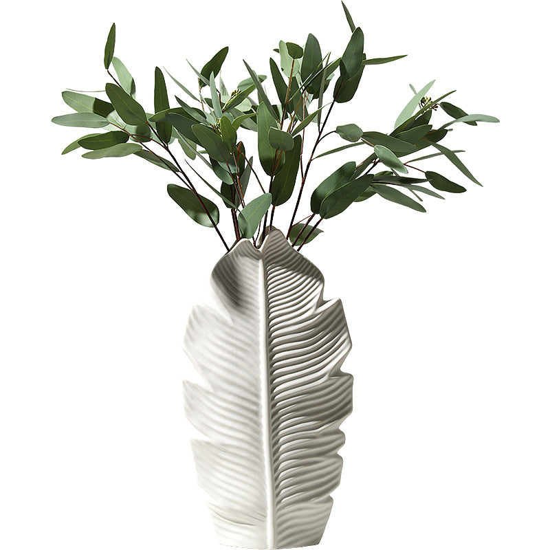 Leaf  Vase Ceramic White