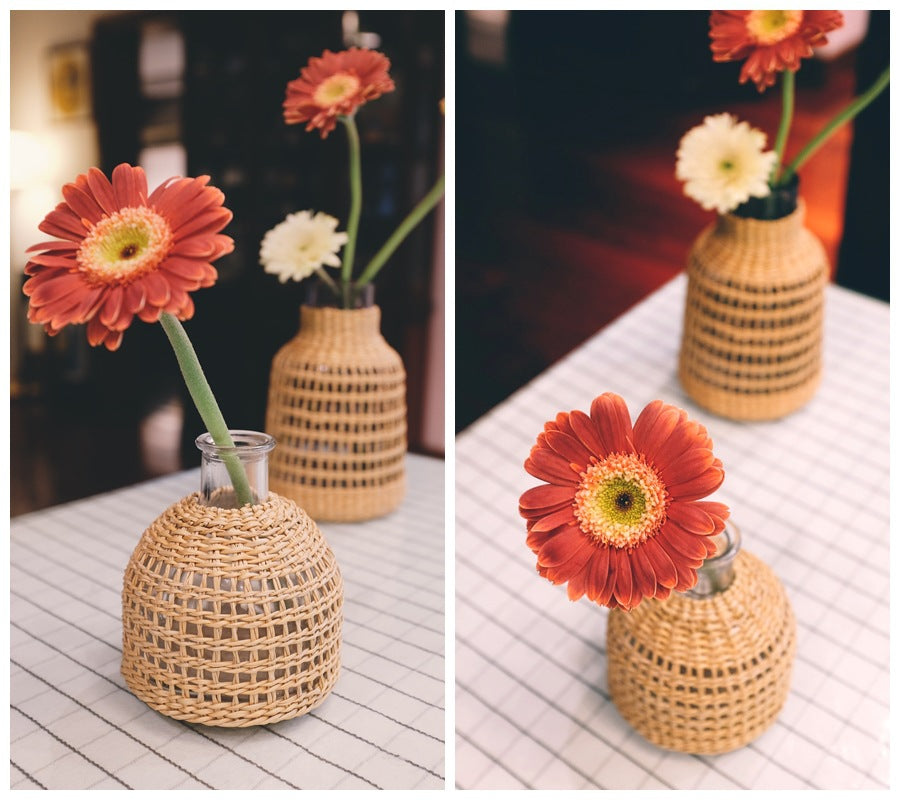 Woven Glass Vase Cover