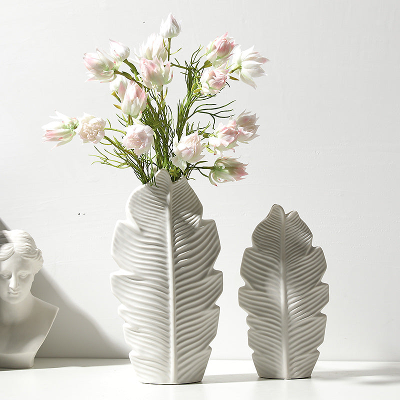 Leaf  Vase Ceramic White