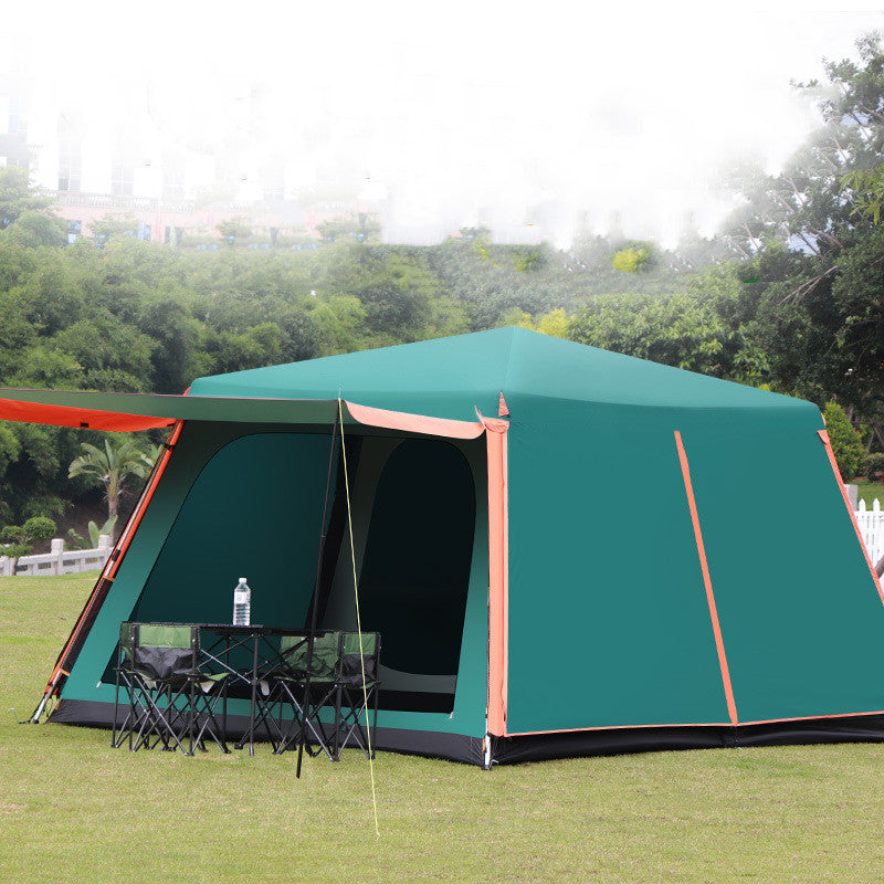 Outdoor Fully Automatic Aluminum Pole 3-8 People Double-layer Thickening Rainstorm Field Camping Big Tent