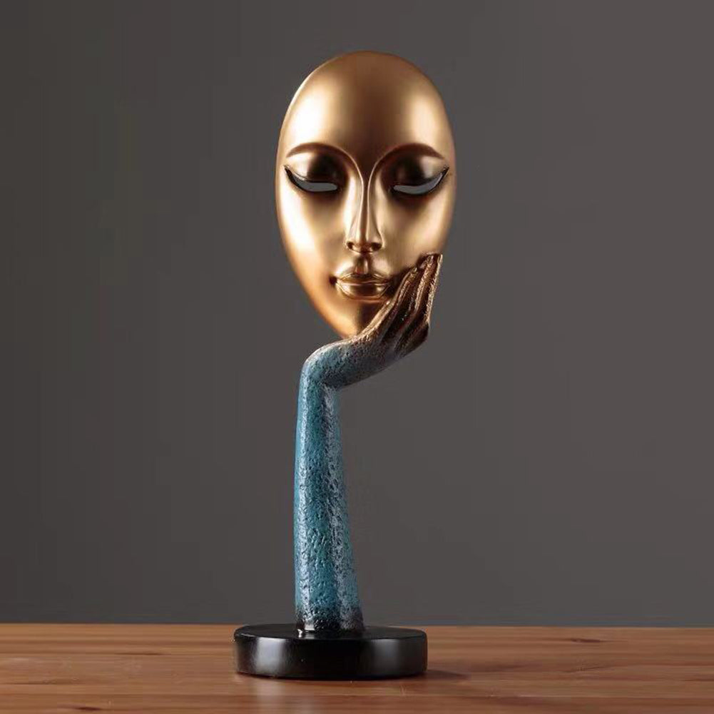 Nordic Abstract Art Thinker Thinking Lady Mask Figurine