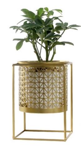 Gold Etched Metal Flower Pot