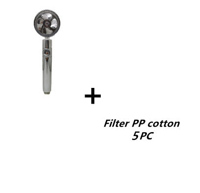 Propellergetriebener Duschkopf mit Stoppknopf und Baumwollfilter-Turbolader-Hochdruck-Handbrausedüse