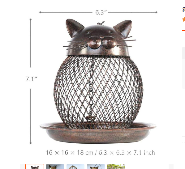 Handmade Cat Shaped Bird Feeder 