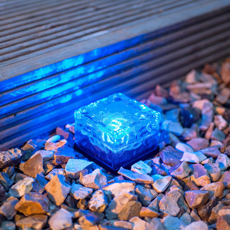 Waterproof Solar LED Ground Crystal Glass Ice Brick Shape