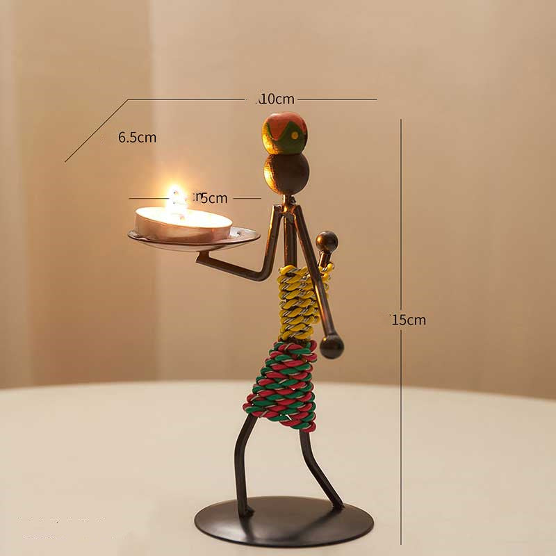 Creative African  statue Candle Holder Iron