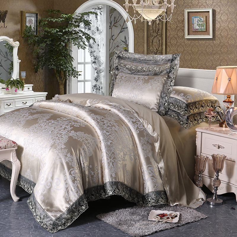 Luxury Silk Four-piece Set Of Satin Jacquard Duvet Cover