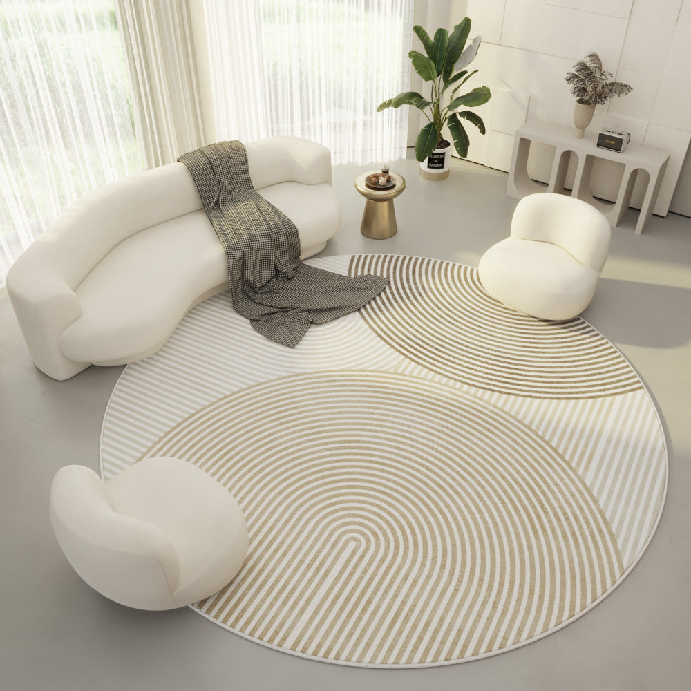 Cream Modern  Round Carpet