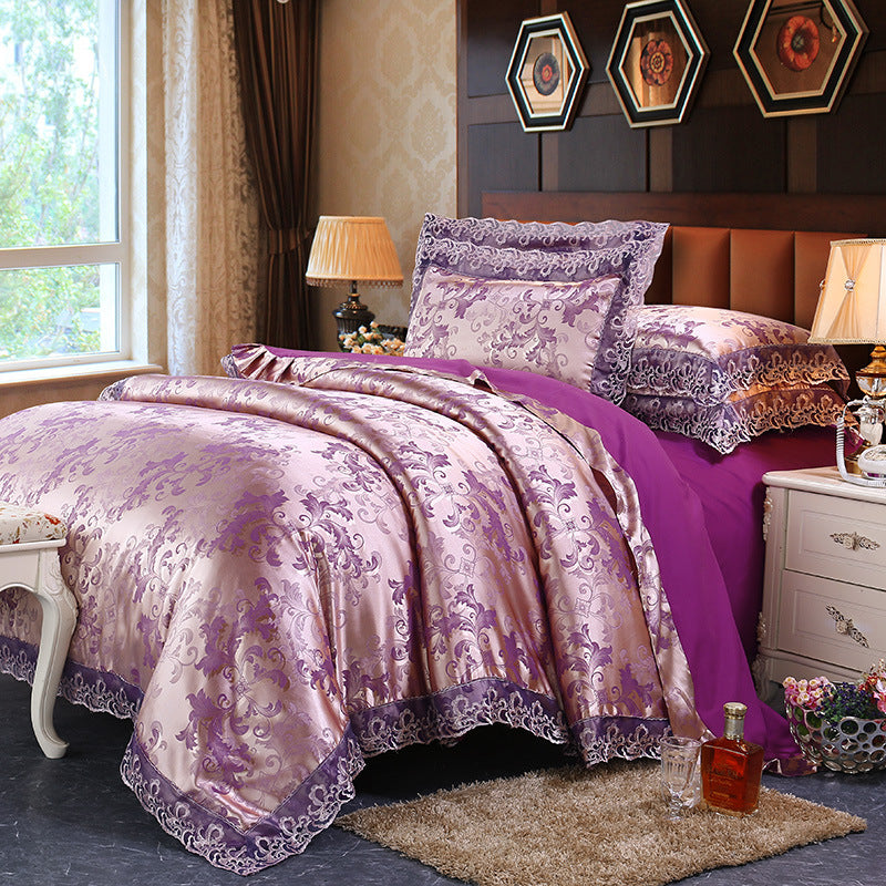 Luxury Silk Four-piece Set Of Satin Jacquard Duvet Cover