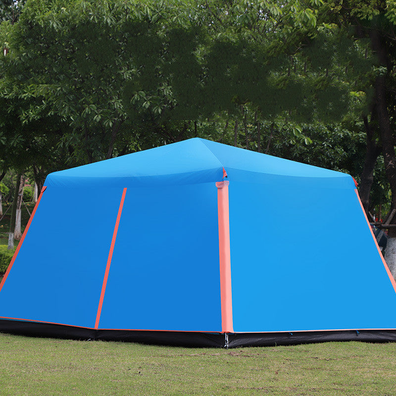 Outdoor Fully Automatic Aluminum Pole 3-8 People Double-layer Thickening Rainstorm Field Camping Big Tent