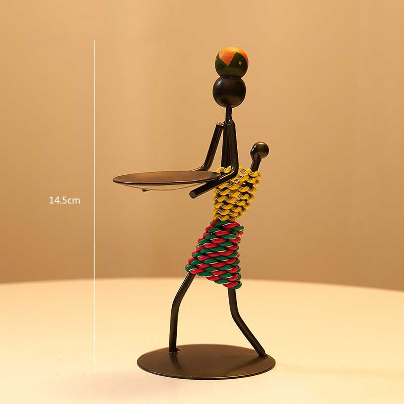 Creative African  statue Candle Holder Iron