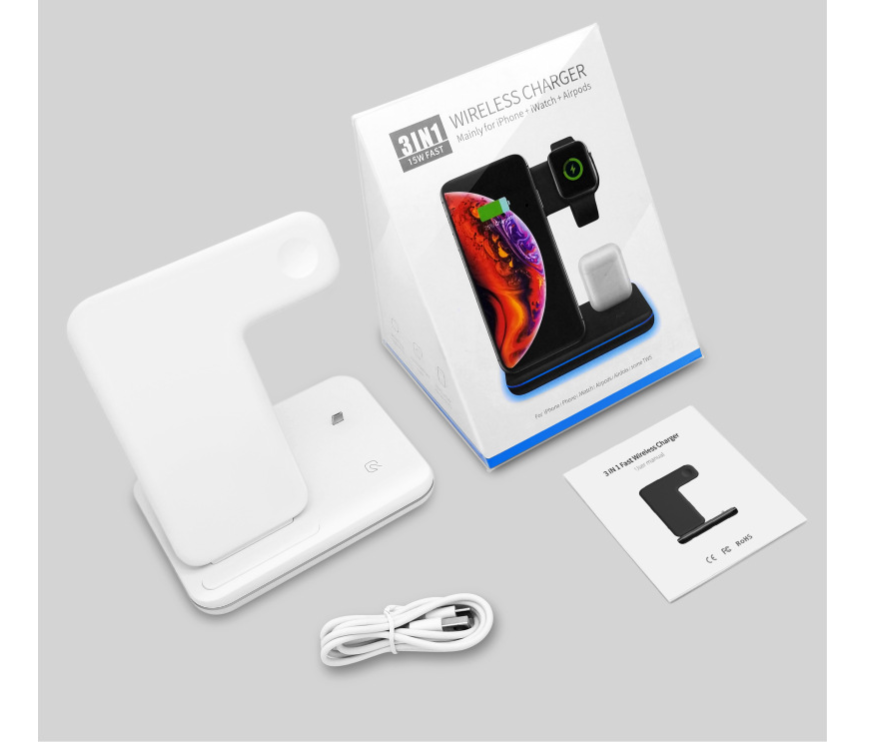 Compatible Mobile Phone Watch Earphone Wireless Charger 3 In 1 Stand