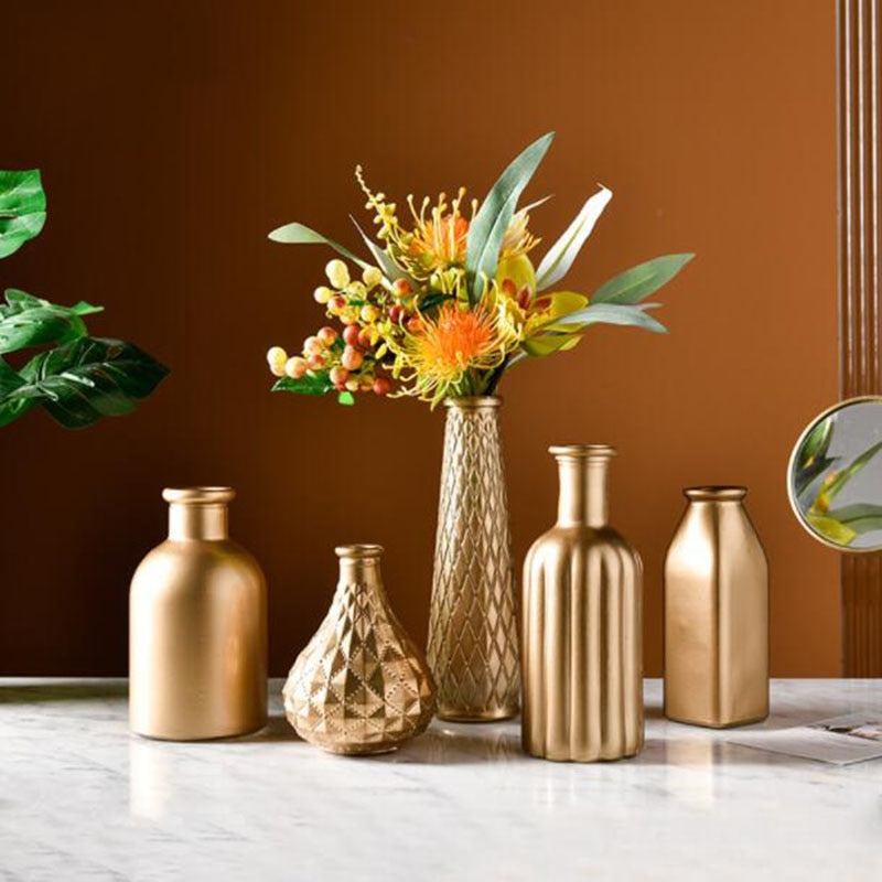 Golden Glass Vase for Home Decoration | Kayluz Home