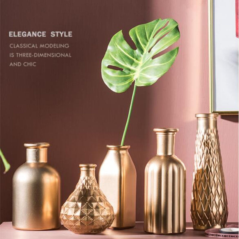 Golden Glass Vase for Home Decoration | Kayluz Home