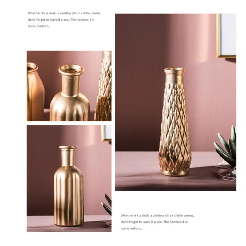 Golden Glass Vase for Home Decoration | Kayluz Home