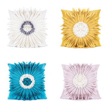 Throw Pillows Velvet Stitching 3D Chrysanthemum Cushion