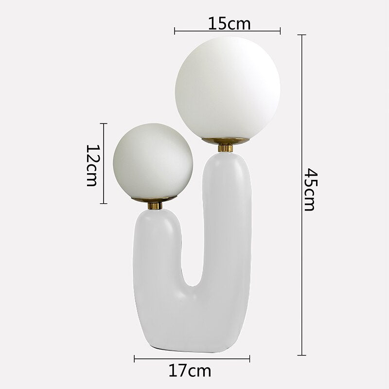 Double Head Frosted Glass Ball Table Lamp