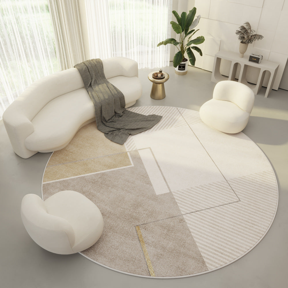 Cream Modern  Round Carpet