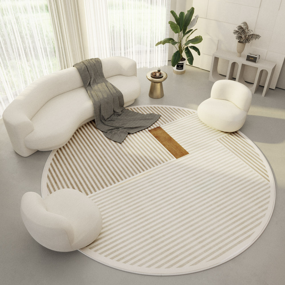 Cream Modern  Round Carpet