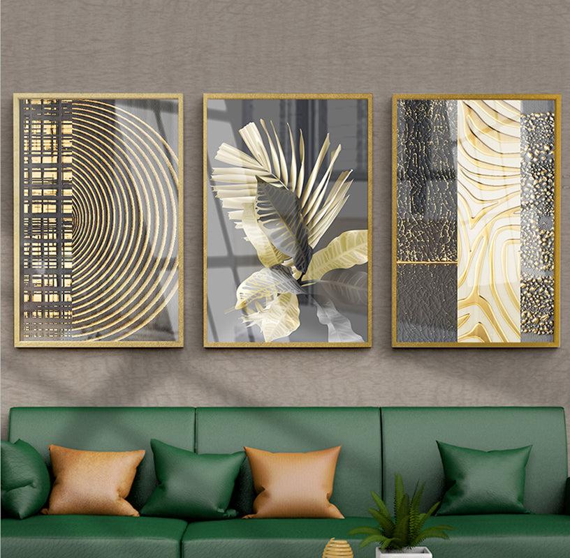 Abstract Golden Paper Poster Canvas Painting