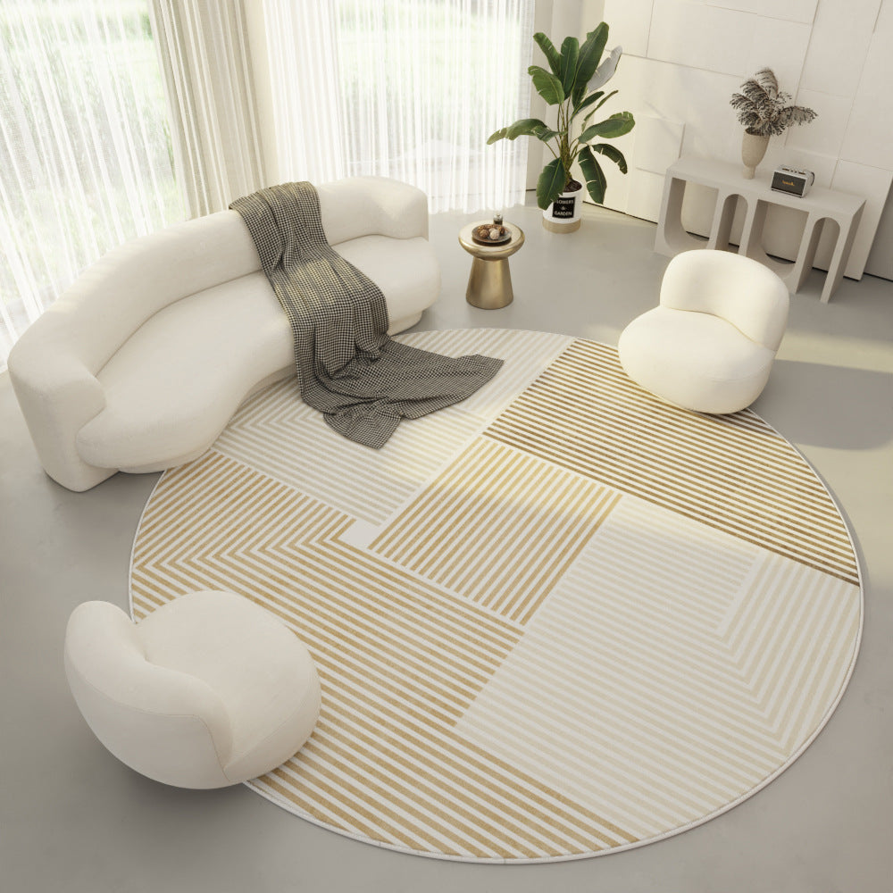 Cream Modern  Round Carpet