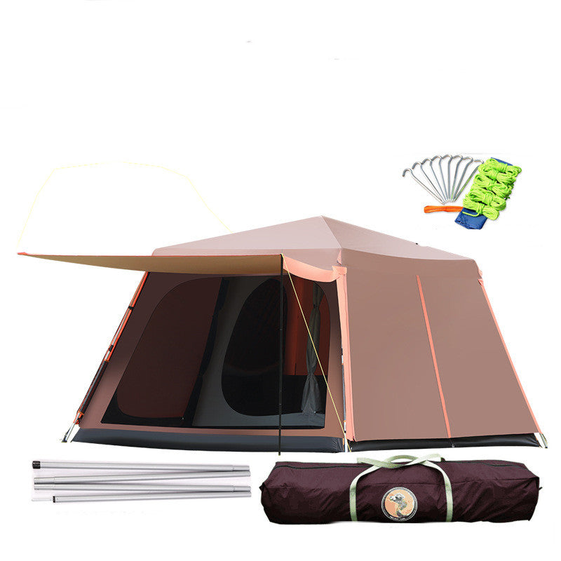 Outdoor Fully Automatic Aluminum Pole 3-8 People Double-layer Thickening Rainstorm Field Camping Big Tent