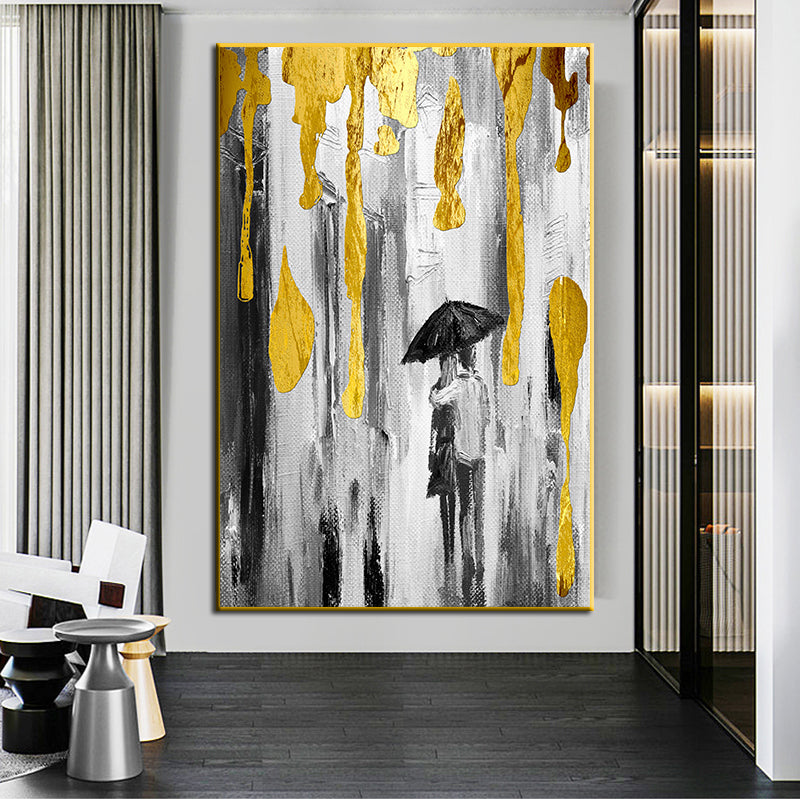 Nordic Gold Grey Canvas Art Oil Painting Abstract Poster