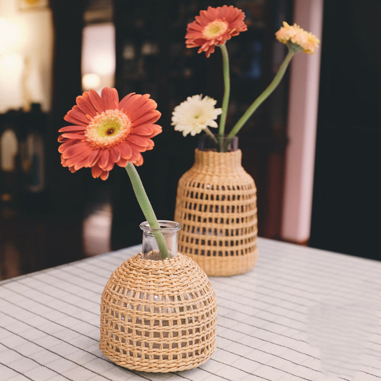 Woven Glass Vase Cover