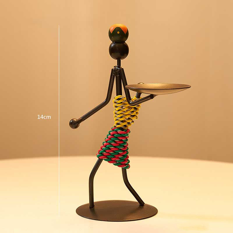 Creative African  statue Candle Holder Iron