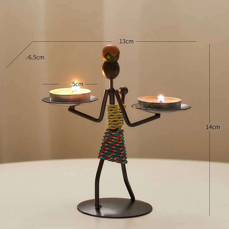 Creative African  statue Candle Holder Iron