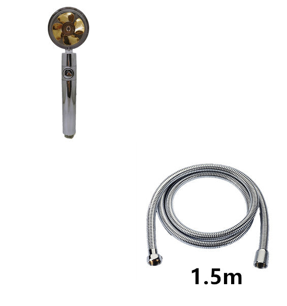 Propellergetriebener Duschkopf mit Stoppknopf und Baumwollfilter-Turbolader-Hochdruck-Handbrausedüse