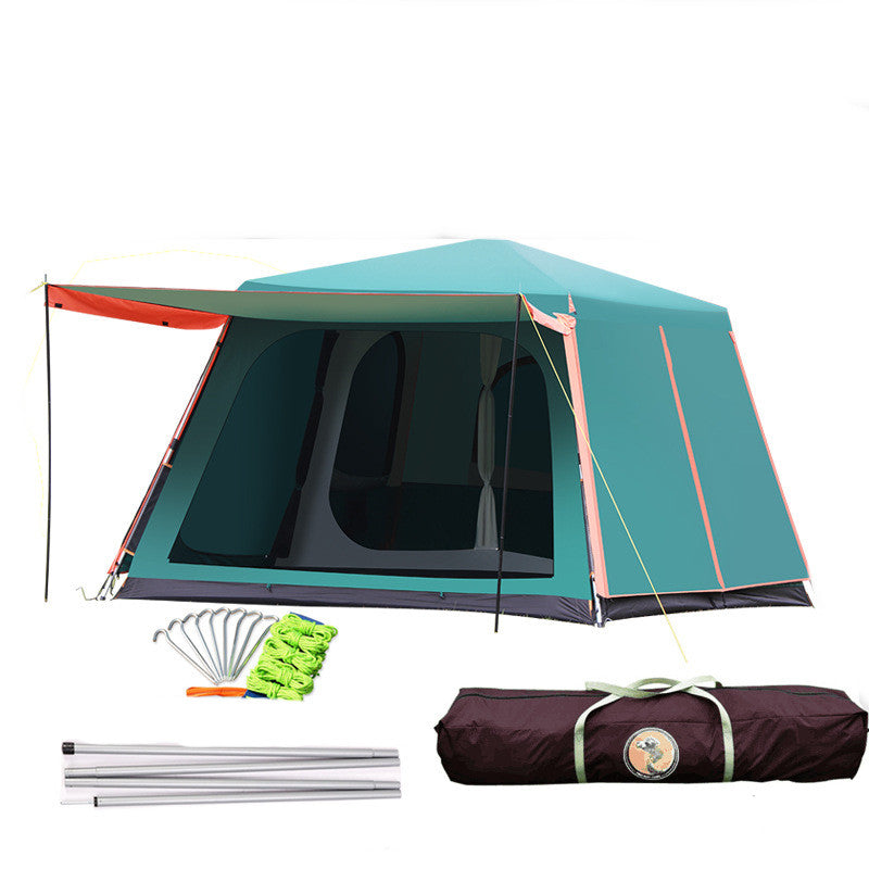 Outdoor Fully Automatic Aluminum Pole 3-8 People Double-layer Thickening Rainstorm Field Camping Big Tent